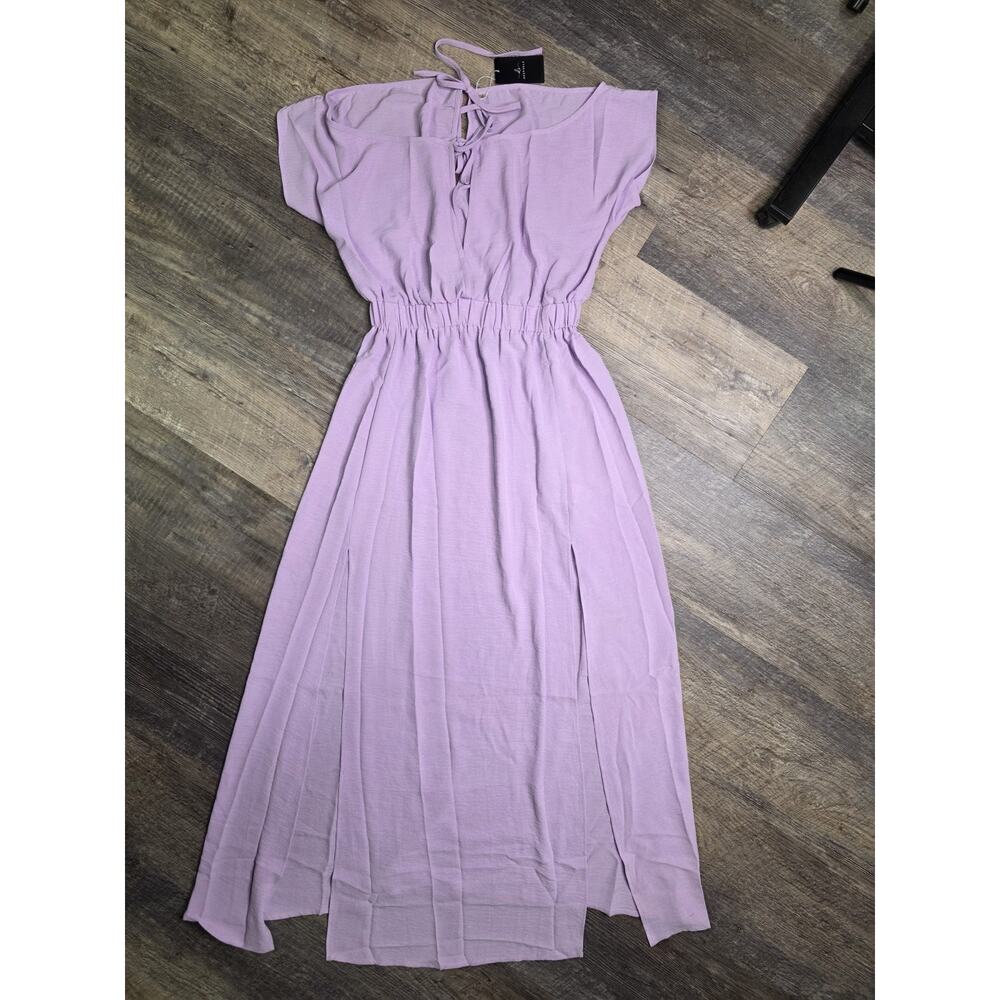 DEEPSELF Womens Size S Lavender Purple Maxi Dress Open Back Front Slit NWT